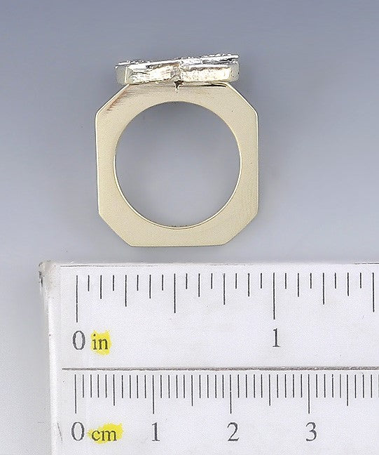 Lovely 14k Yellow Gold .50ct Diamond X Ring Size 5.25 Platinum Setting