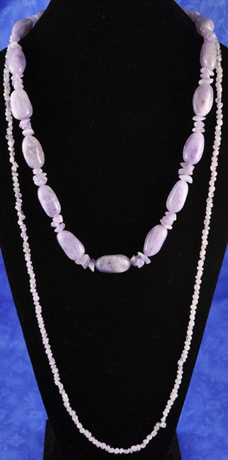2 Genuine Purple Amethyst Crystal Gemstone Stone Beaded Necklaces Bead Strands