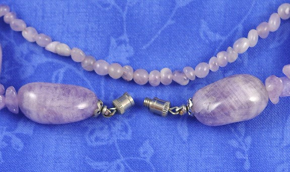 2 Genuine Purple Amethyst Crystal Gemstone Stone Beaded Necklaces Bead Strands