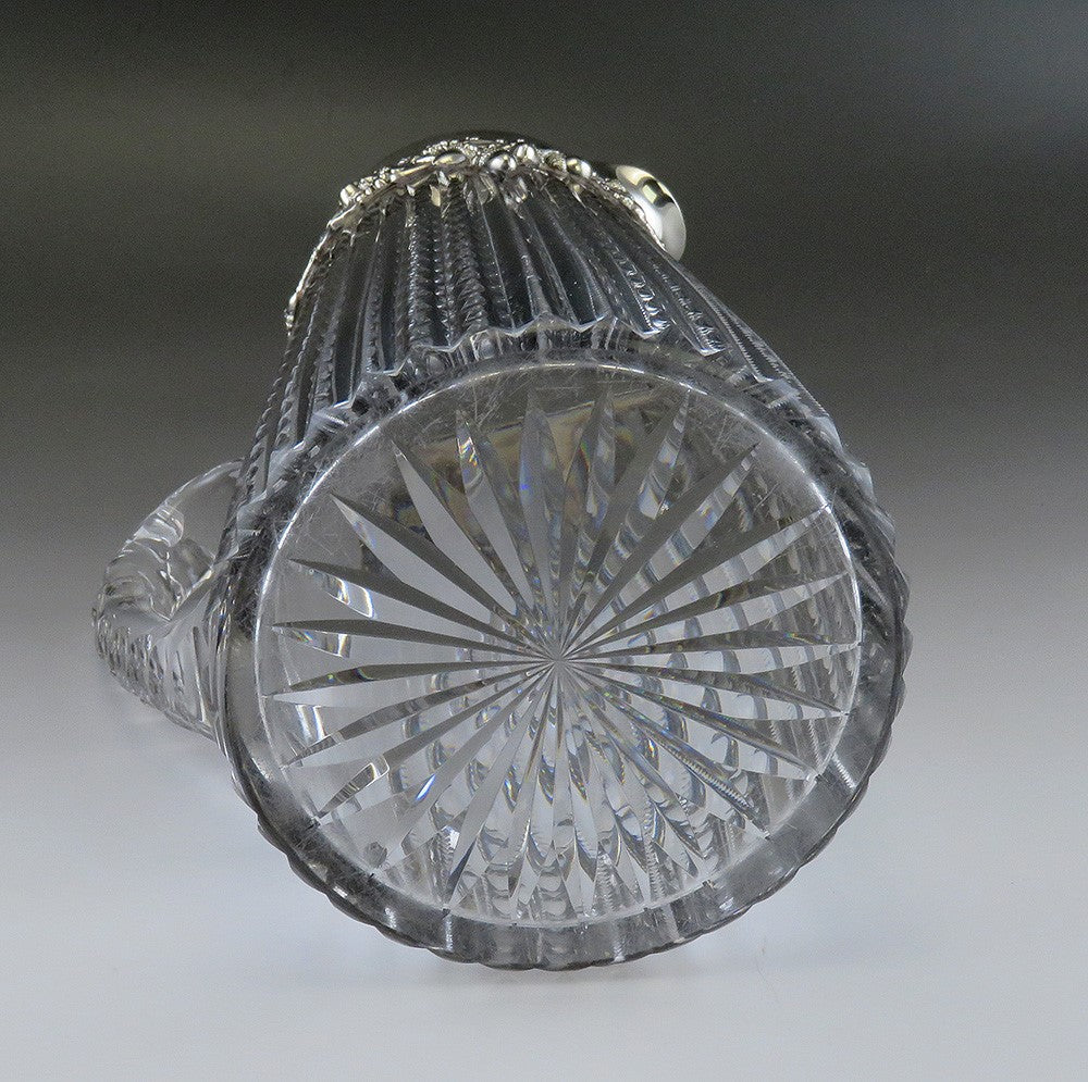 c1896 American Redlich & Co Sterling Silver Mounted Brilliant Cut Glass Pitcher