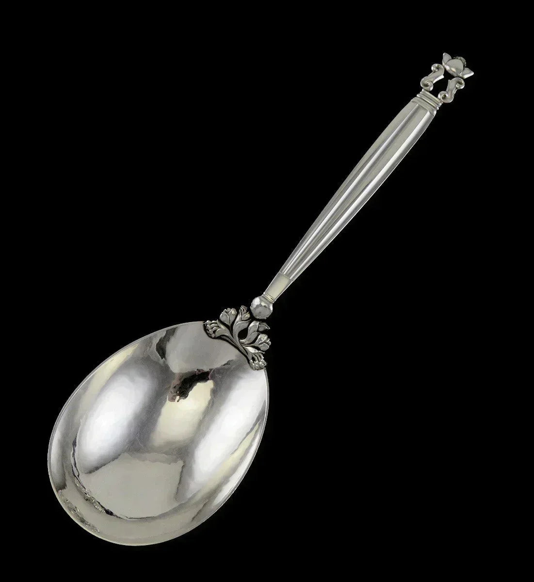 Vintage Sterling Silver Georg Jensen Acorn Large Serving Spoon 9.5"