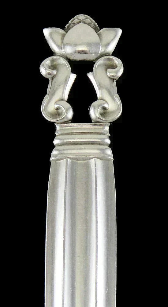 Vintage Sterling Silver Georg Jensen Acorn Large Serving Spoon 9.5"