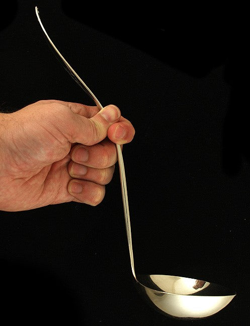 Antique c1850 John Polhemus Louis XIV NYC Coin Silver Punch Soup Ladle