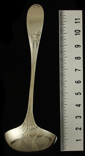 Antique c1850 John Polhemus Louis XIV NYC Coin Silver Punch Soup Ladle
