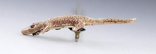 Interesting Vintage 14k Rose Gold Realistic Lizard Alligator Stickpin