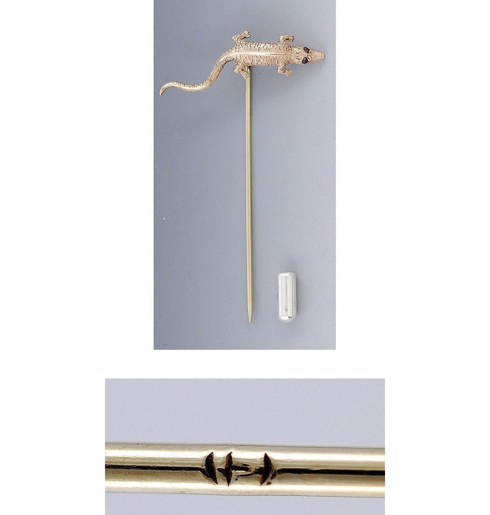 Interesting Vintage 14k Rose Gold Realistic Lizard Alligator Stickpin