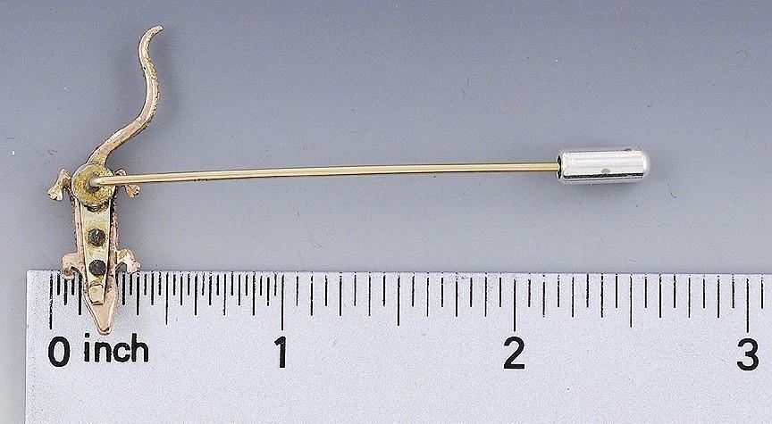 Interesting Vintage 14k Rose Gold Realistic Lizard Alligator Stickpin