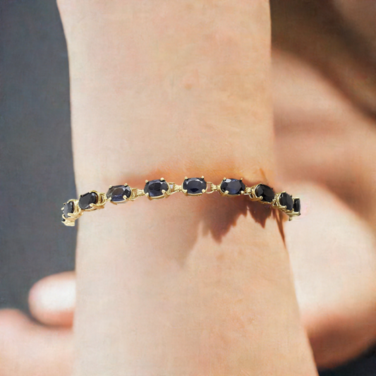 Fabulous ~10ct Sapphire 14k Yellow Gold Tennis Bracelet