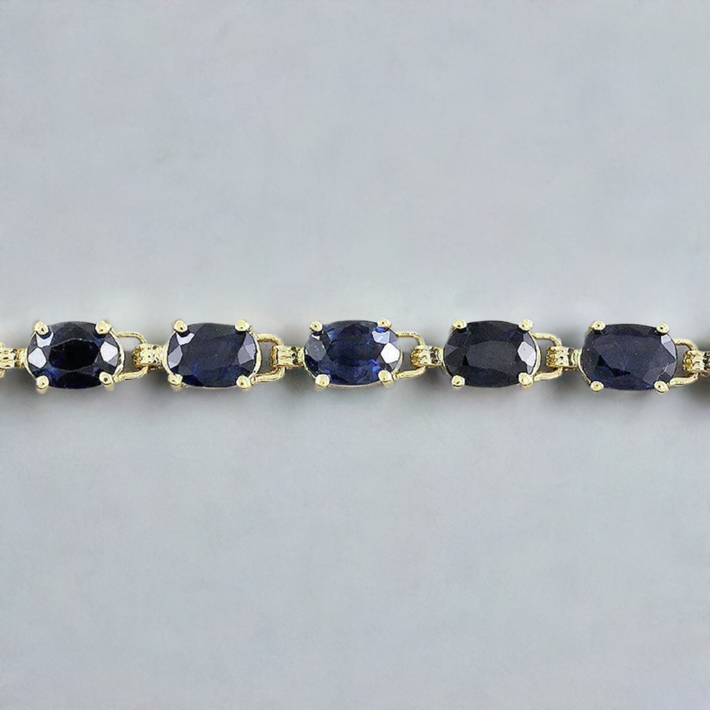 Fabulous ~10ct Sapphire 14k Yellow Gold Tennis Bracelet