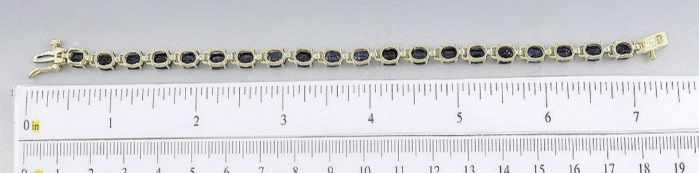 Fabulous ~10ct Sapphire 14k Yellow Gold Tennis Bracelet