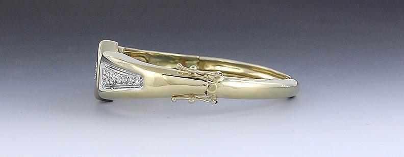 Heavy 18k Gold & ~.50-.65ct Diamond Hinged Cuff Bracelet Bangle