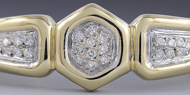 Heavy 18k Gold & ~.50-.65ct Diamond Hinged Cuff Bracelet Bangle
