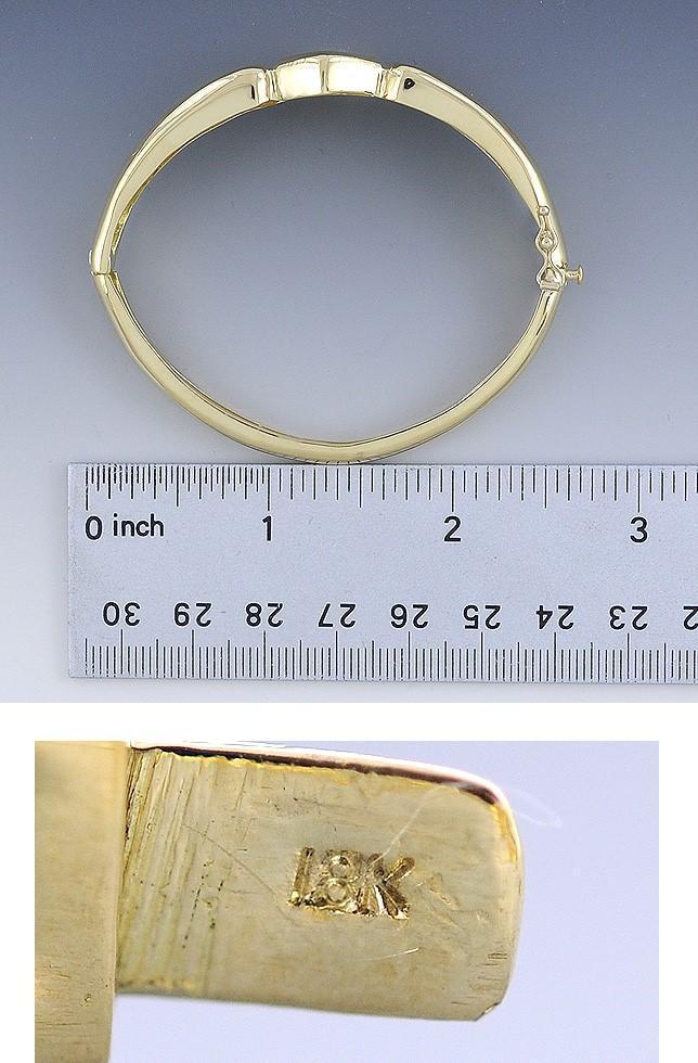 Heavy 18k Gold & ~.50-.65ct Diamond Hinged Cuff Bracelet Bangle