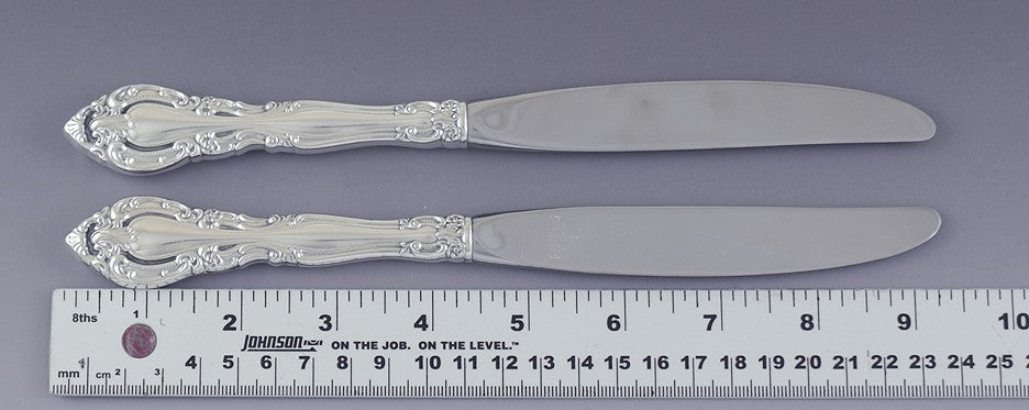 12 Alvin Vivaldi Pattern Sterling Silver & Stainless Dinner Knives