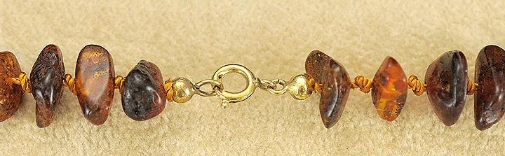 Wonderful Individually Knotted Beaded Necklace of Silver and Amber