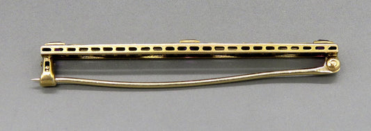 Antique Art Nouveau 14K Yellow Gold Natural Amethyst Gemstone Bar Pin Brooch