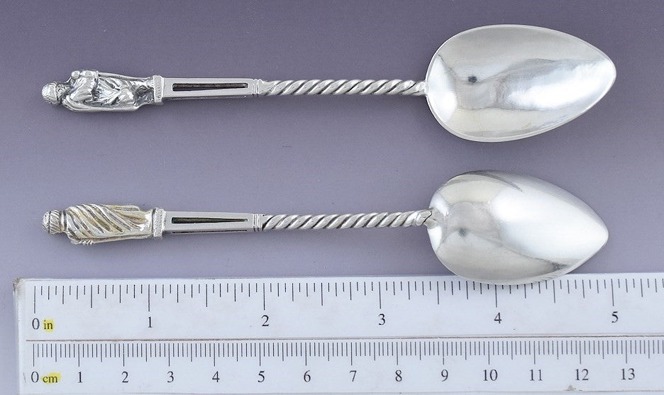 c1850-1900 Antique set 11 European German? Silver Figural Apostle Spoons