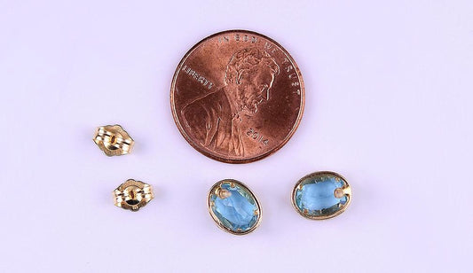Gorgeous and Stylish Pair of Bright Blue Topaz 14k Gold Pierced Earrings