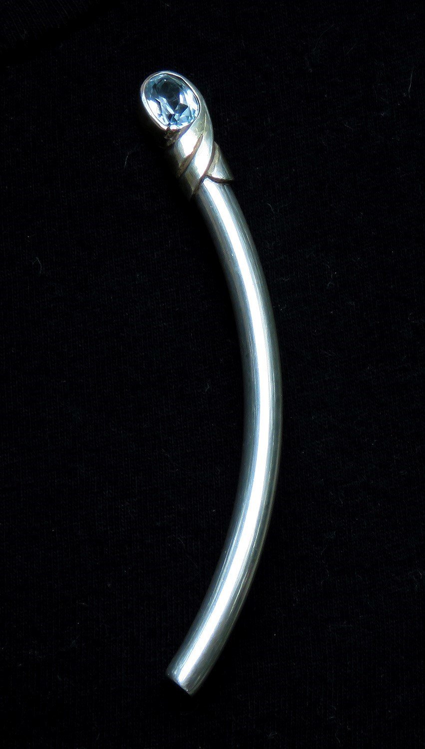 Gorgeous Modern Blue Topaz Sterling Silver Comet Arc Crescent Pin Pendant