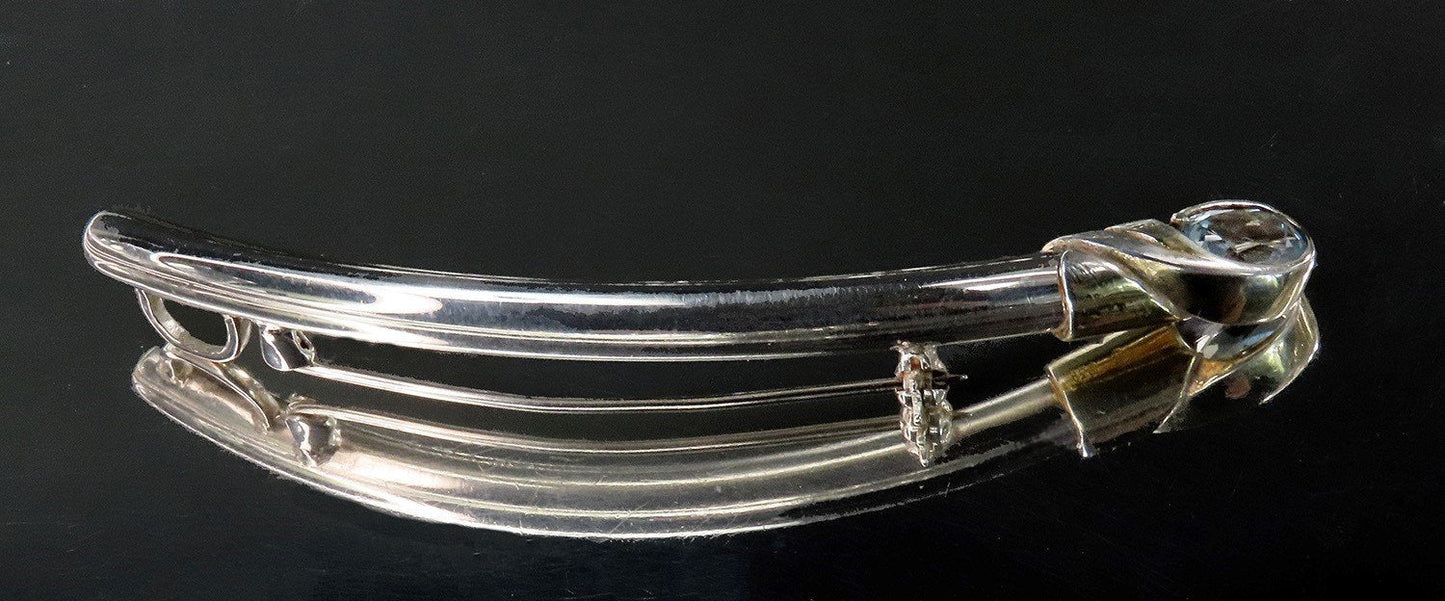 Gorgeous Modern Blue Topaz Sterling Silver Comet Arc Crescent Pin Pendant