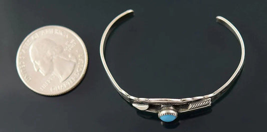 U.S. Vintage Sterling Silver and Turquoise Child's Size Cuff Bracelet