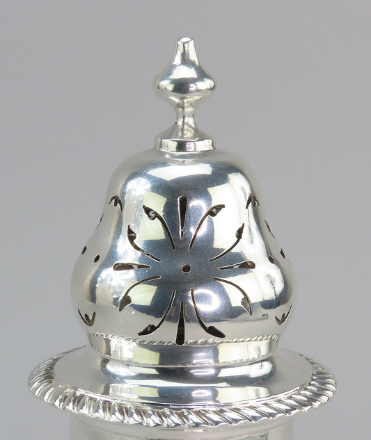 Superb 1909 English Sterling Silver Gadrooned Caster Shaker Muffineer 8.5"