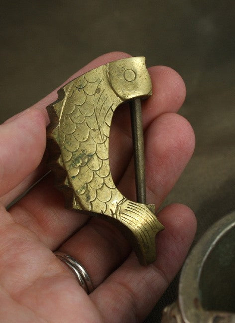 Southeast Asia Metal Cuff Engraved Bracelet and Fish Keyring