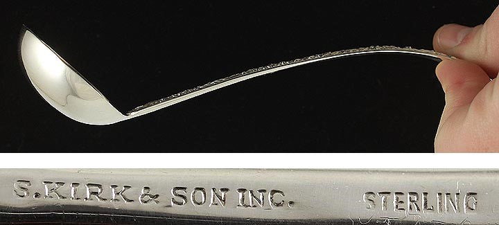 Vintage c1940 Kirk Repousse Sterling Silver Gravy Sauce Ladle