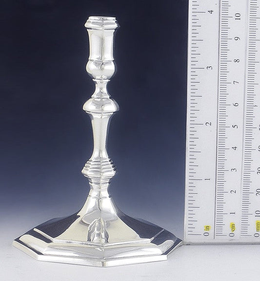 1968 Fine Pair English Sterling Silver Georgian Style Taper Sticks