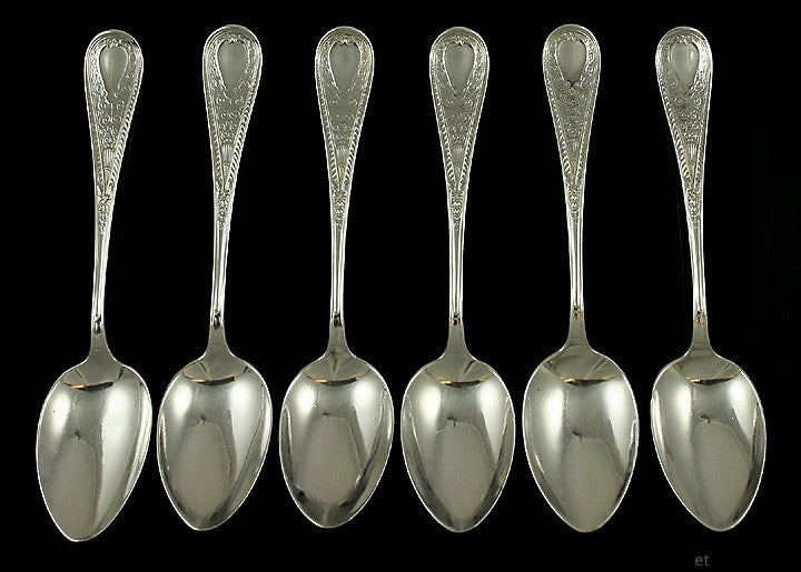 6 Antique Sterling Silver Gorham Hindostance 1878 Teaspoons