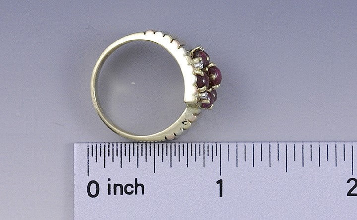 Stunning 14k Rose White & Yellow Gold Cabochon Ruby Diamond Ring Size 8