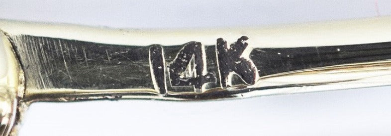 c1900-1915 Charming 14k Gold Platinum & Diamond Bar Pin / Brooch