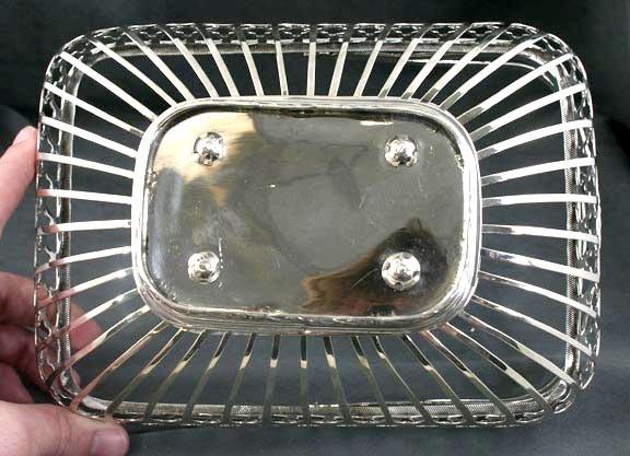 Heavy Portuguese Silver Pierced Swing Handle Basket