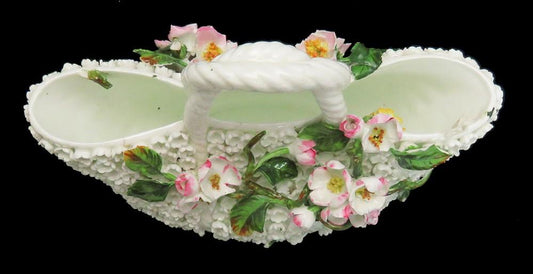 19th Century German Porcelain Schneeballen style Flower Basket