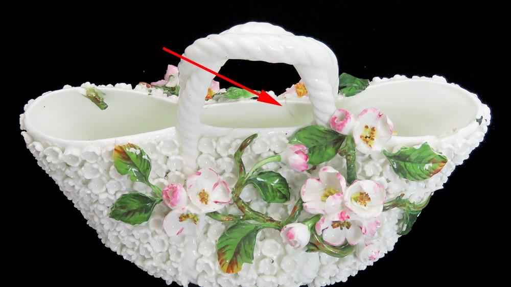 19th Century German Porcelain Schneeballen style Flower Basket