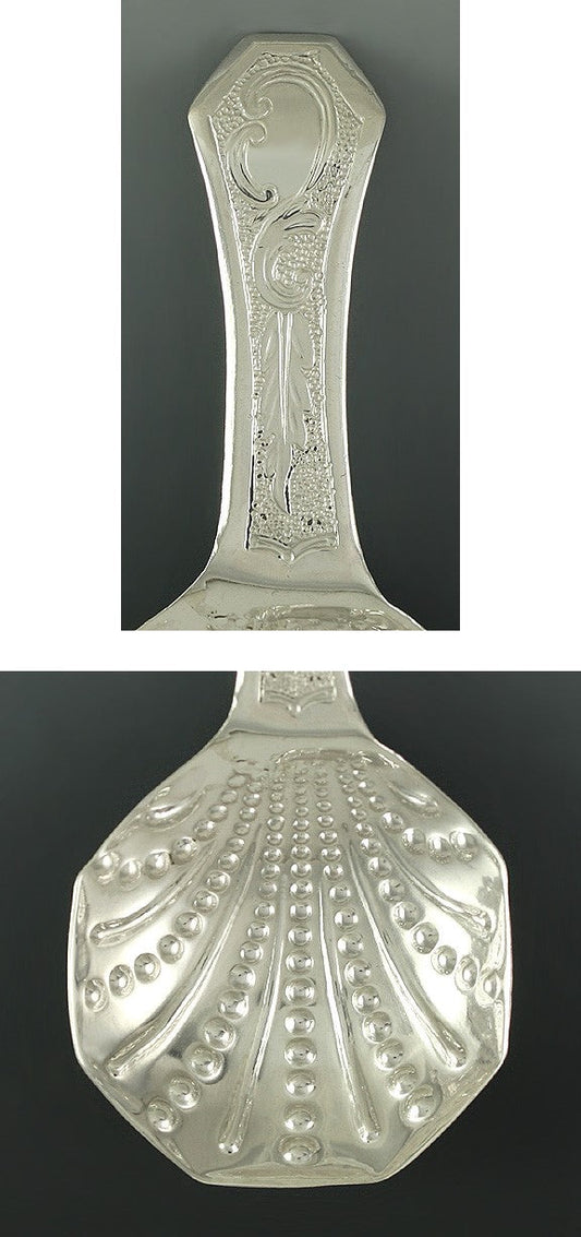 Antique 1803 English Sterling Silver Beaded Tea Caddy Scoop 3"