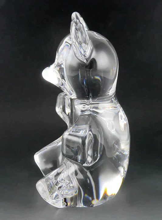 Vintage Daum France Crystal Glass Teddy Bear Paperweight/Figurine 7" SIGNED