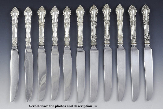 11 Sterling Silver Knives Meadow Rose by Watson