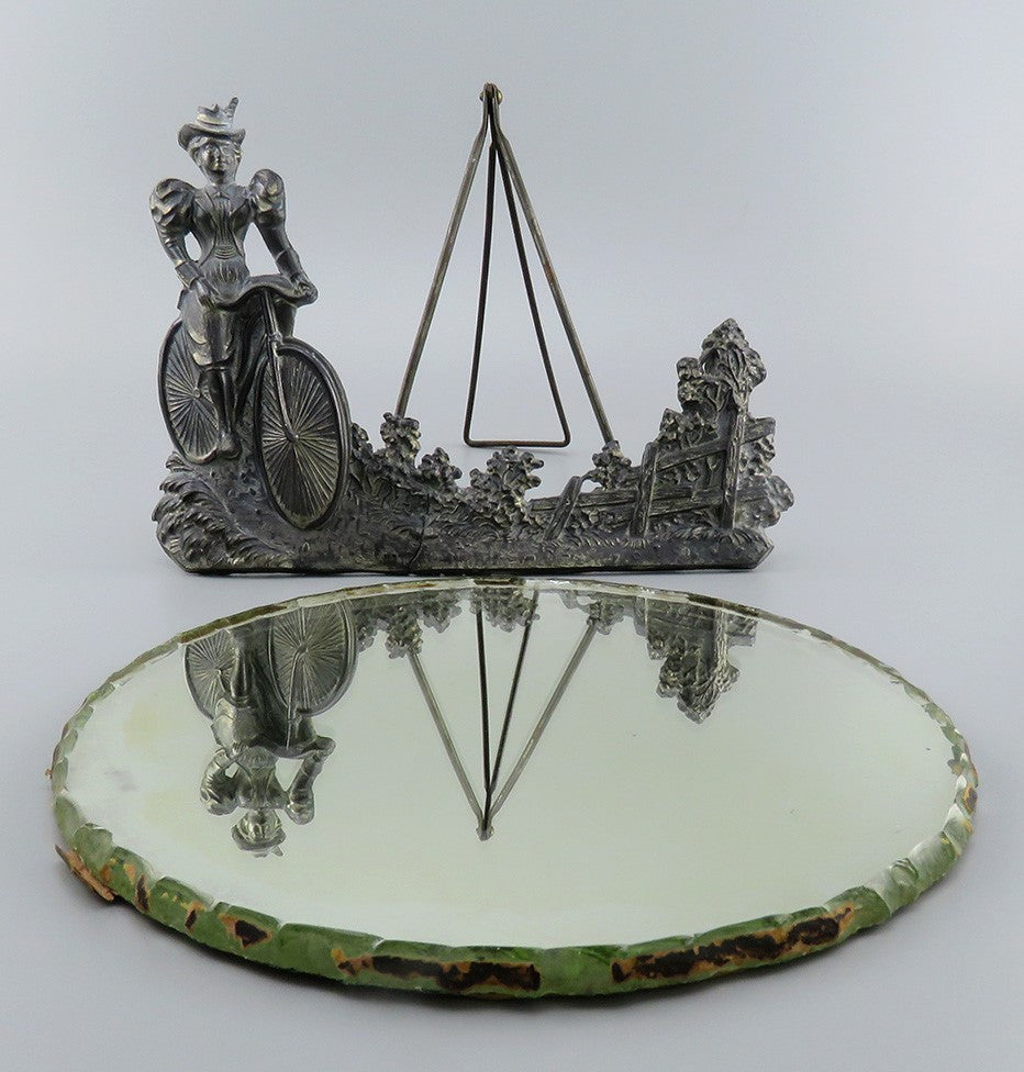 Beautiful Metal Easel Back Stand Holder w/ 8" Mirror 1896 Peter Wiederer