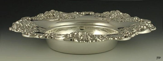 NICE ART NOUVEAU STERLING SILVER OPENWORK FLORAL CANDY DISH SHALLOW BOWL