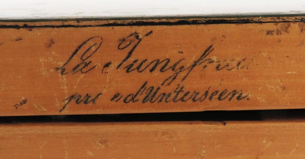 Antique Swiss 1840-70's Hand Painted Unterseen Switzerland Wooden Tea Caddy Box