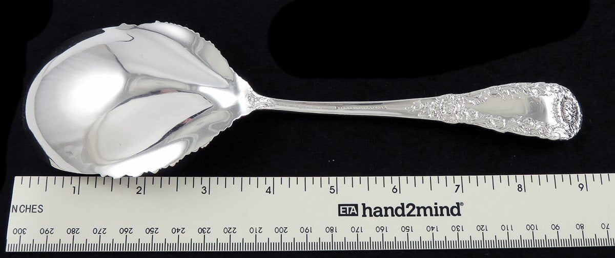 Antique Sterling Silver Durgin Chrysanthemum 1893 Serving Spoon 9 1/8 C MONO