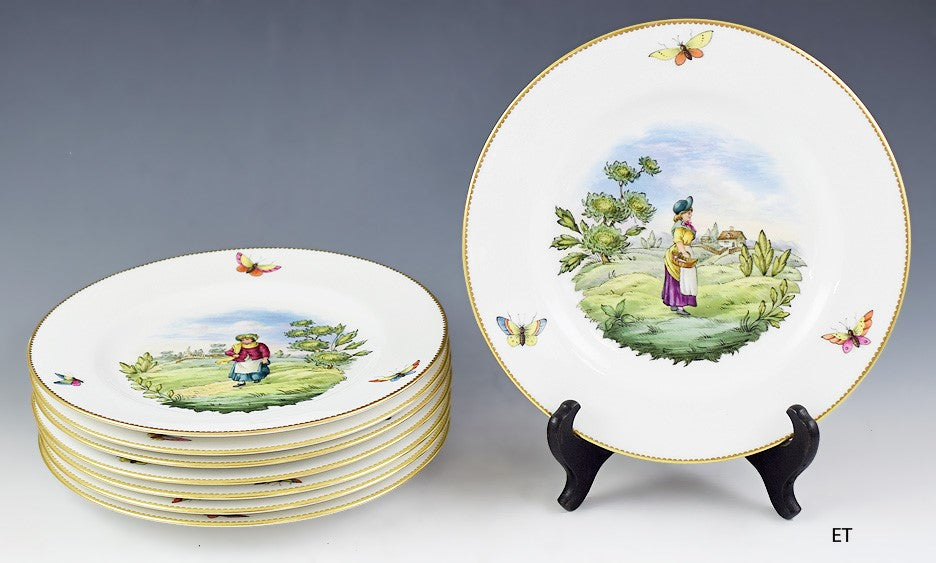 c1900-1925 Fine set 8 Spode Copeland Porcelain Plates 9"