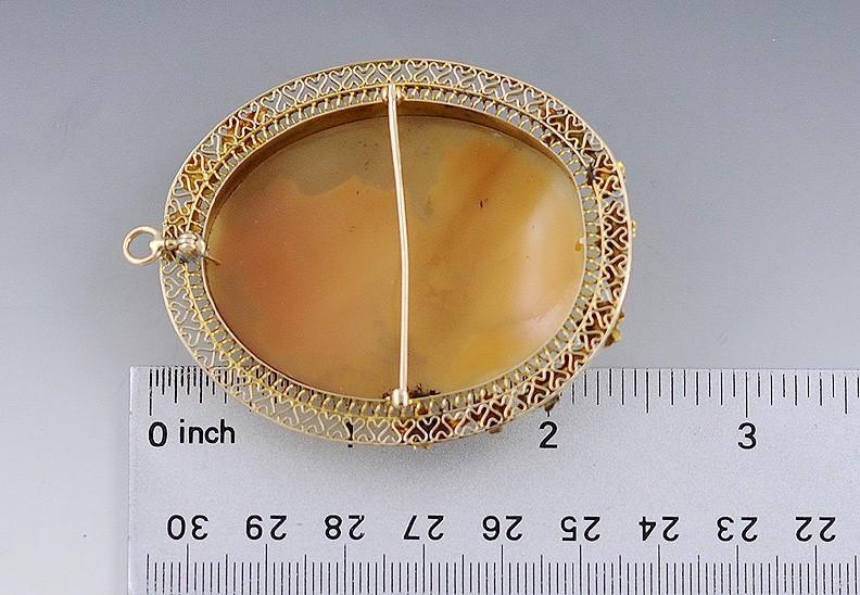 Large C1900 10k Multi Color Gold & Carved Shell Cameo Brooch/Pin/Pendant
