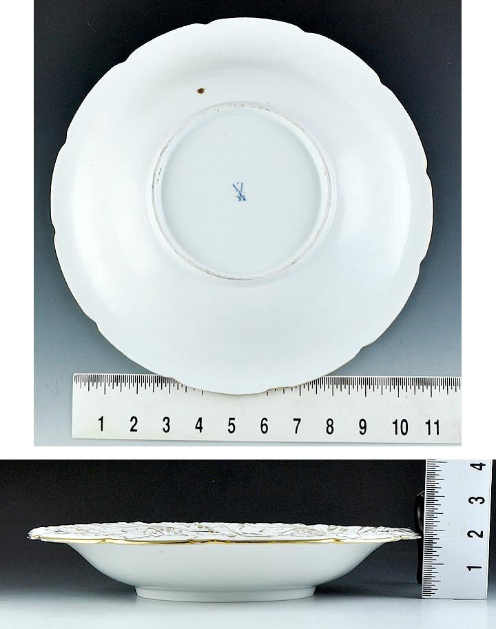 Stunning Meissen Hand Painted Gilt Floral Bowl w Purple Flower Center