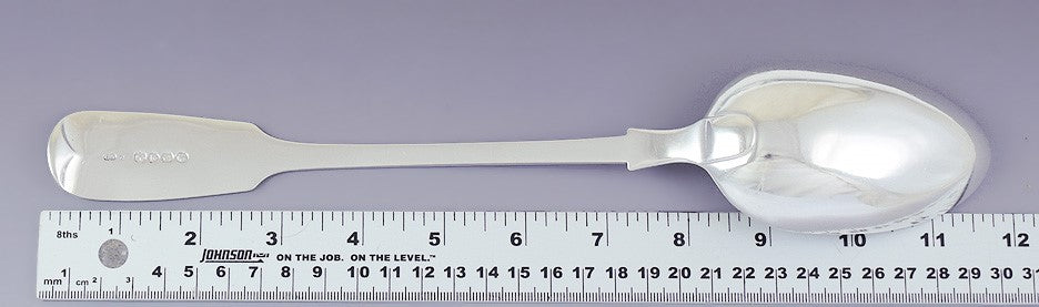1860 Fab English Victorian Sterling Silver Fiddle Platter Basting Serving Spoon