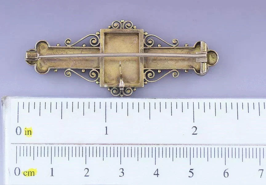 c1850s-1880s Lovely 14k Multi Color Gold Renaissance Revival Pin / Brooch