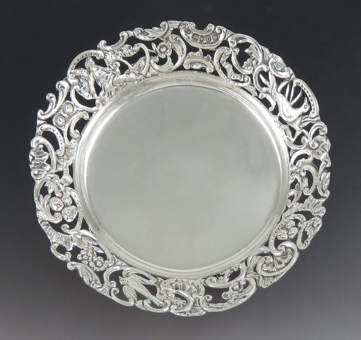 Antique 1889 Victorian English Sterling Silver Pierced Footed Dish Bowl 5 3/4”