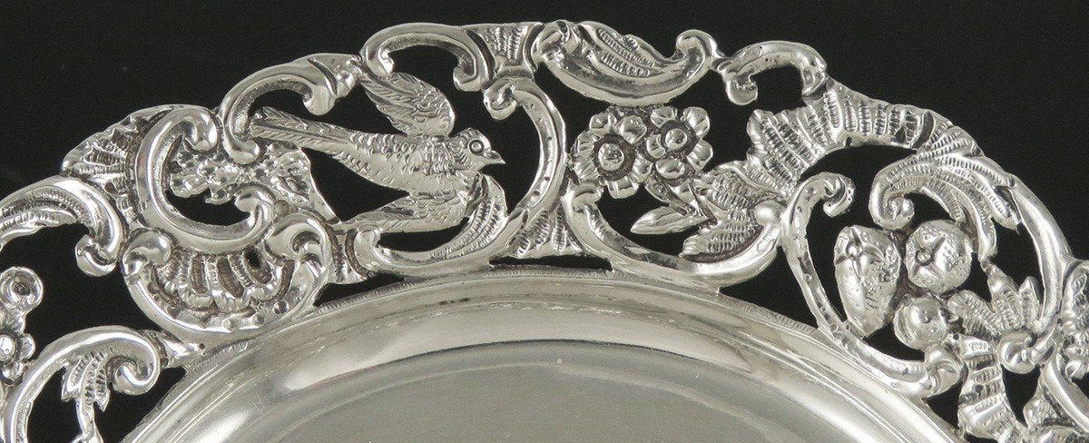 Antique 1889 Victorian English Sterling Silver Pierced Footed Dish Bowl 5 3/4”