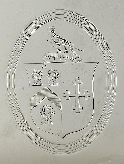 Antique 1789 English Georgian Sterling Silver Salver Tray Bird Shield Crest 8"